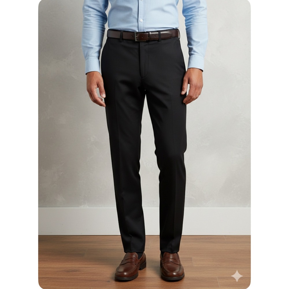 Kenneth Cole Reaction Mini Windowpane Dress Pants 40Wx30L Navy Blue